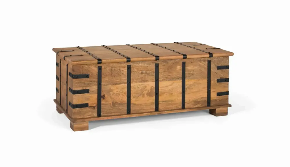Tables basses - Table de coffre en bois de manguier massif avec finition naturelle - GINER Y COLOMER