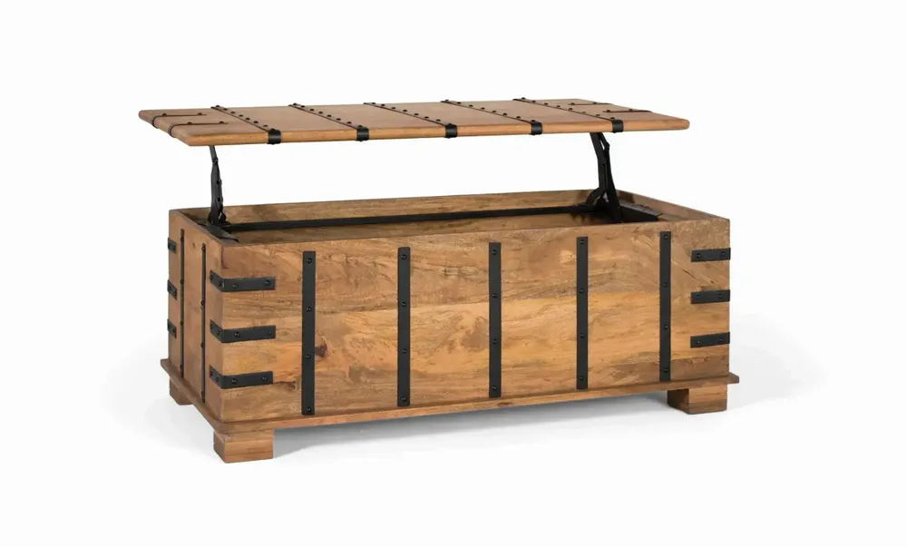 Tables basses - Table de coffre en bois de manguier massif avec finition naturelle - GINER Y COLOMER