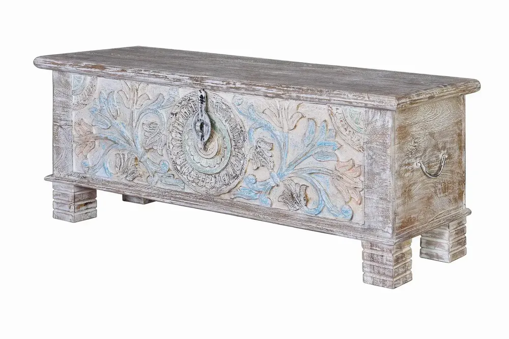 Boîtes de rangement  - Coffre en bois de manguier aux couleurs pastel - GINER Y COLOMER