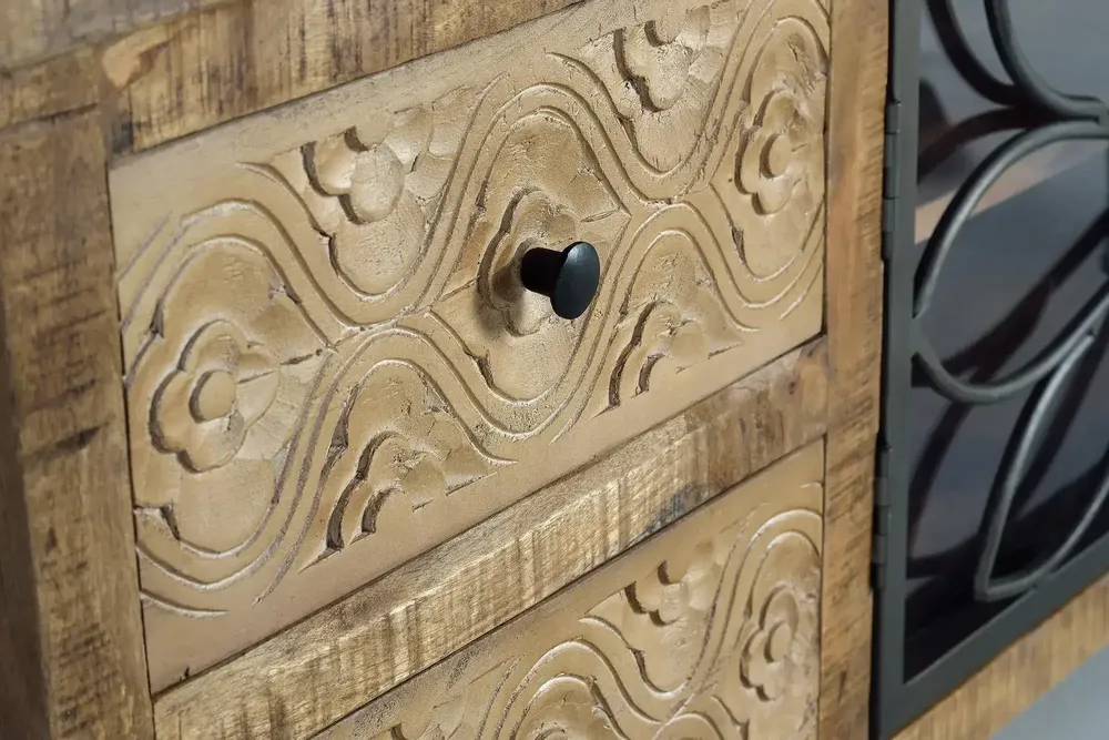 Meubles TV - Meuble TV en bois manguier marron vieilli et métal - GINER Y COLOMER