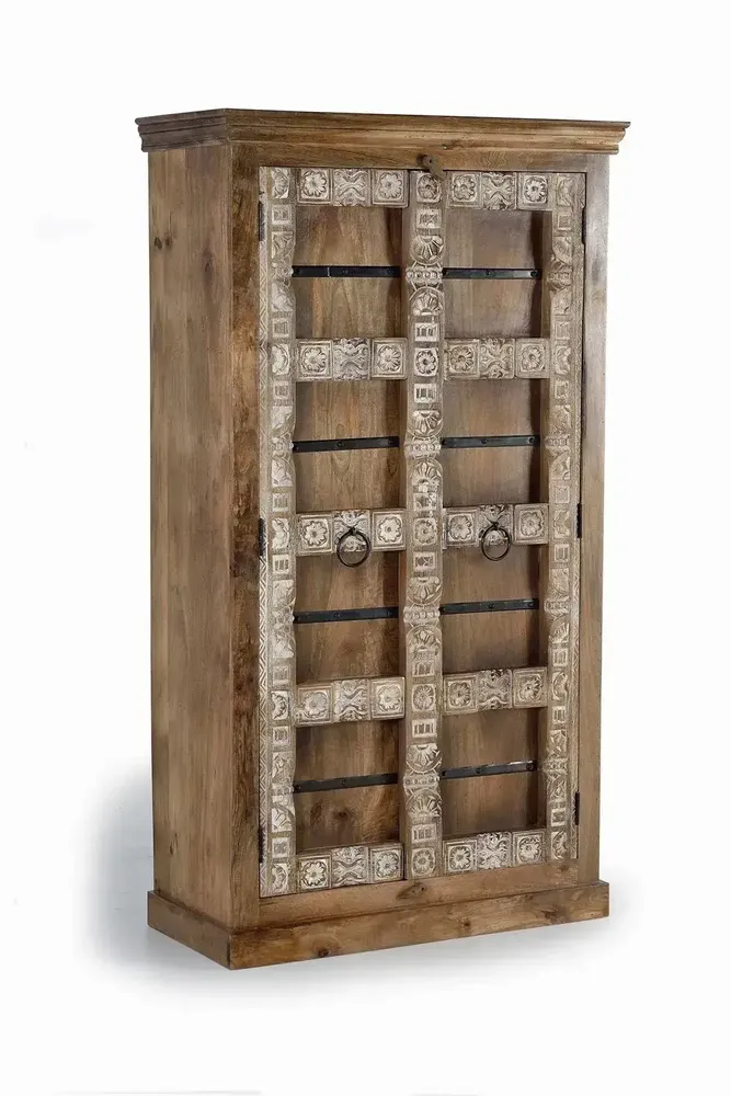 Wardrobe - 2-door mango wood wardrobe with interior shelves - GINER Y COLOMER