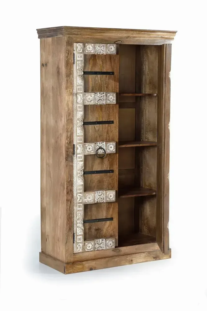 Wardrobe - 2-door mango wood wardrobe with interior shelves - GINER Y COLOMER