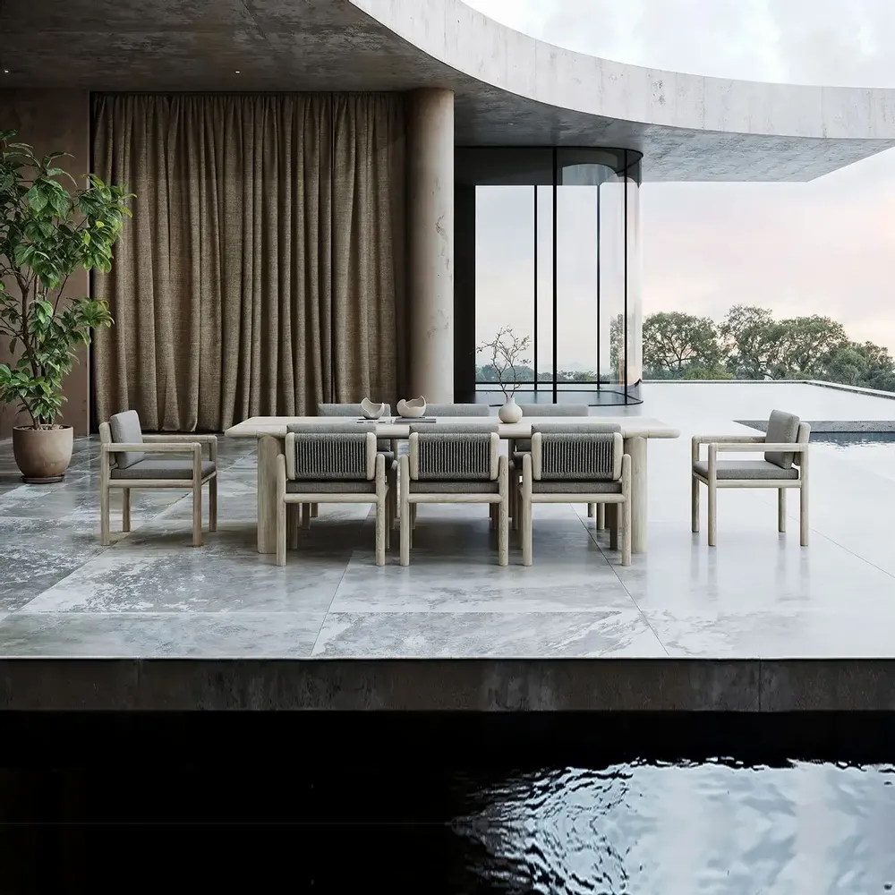 Tables de jardin - Ensemble de salle à manger Caleo-ash - SNOC