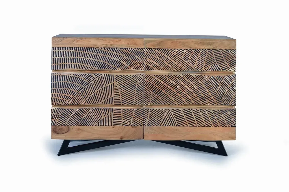 Chests of drawers - Acacia wood and metal chest of drawers - GINER Y COLOMER