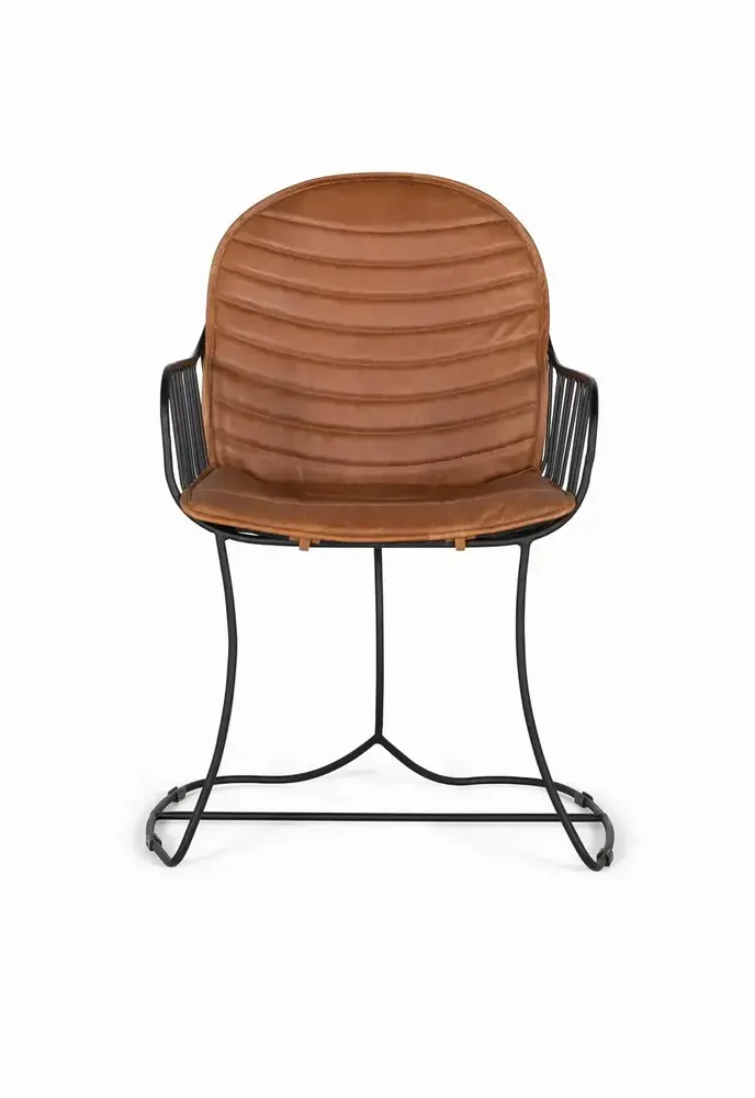 Chaises - Ensemble de 2 chaises tapissées de cuir marron naturel - GINER Y COLOMER