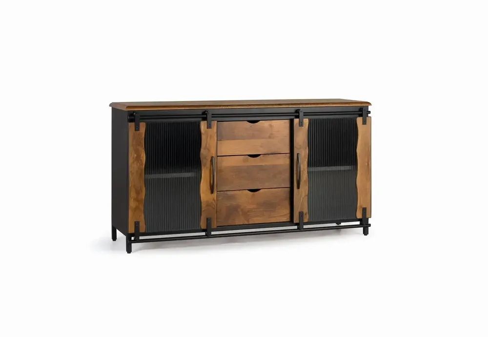 Buffets - Buffet en bois manguier et métal noir - GINER Y COLOMER