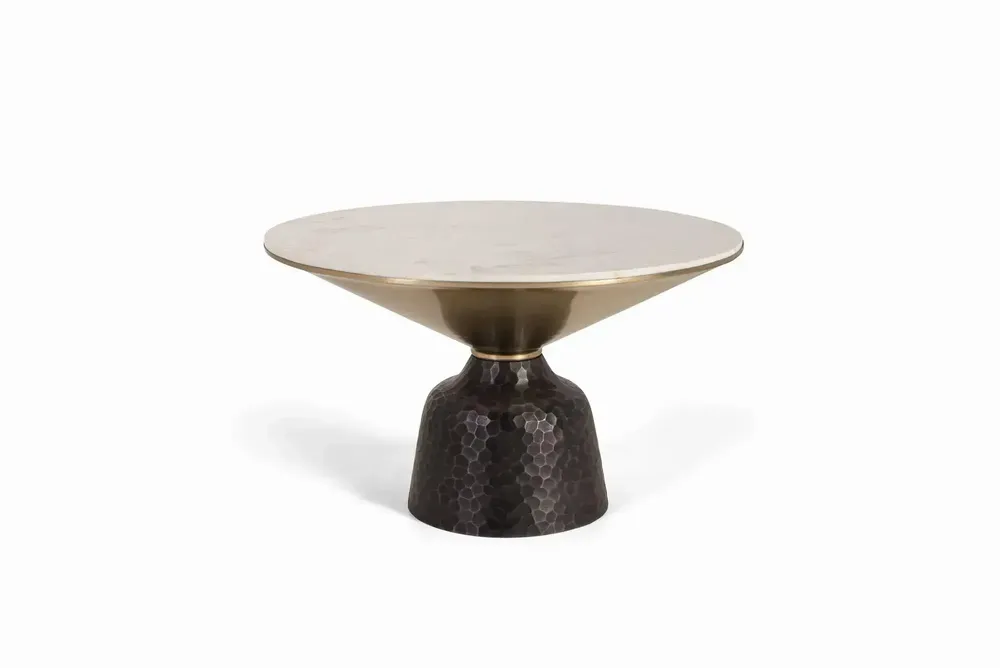 Coffee tables - White marble and black metal coffee table - GINER Y COLOMER