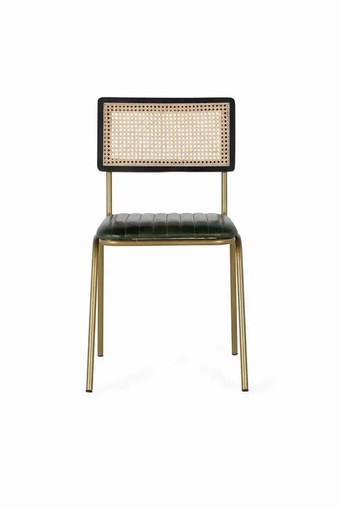 Chairs - Set of 2 leather and rattan chairs - GINER Y COLOMER