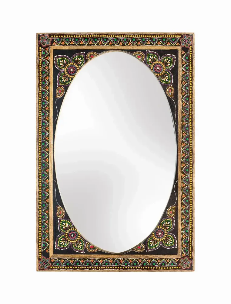 Mirrors - Multicolored mango wood mirror 90x60cm - GINER Y COLOMER