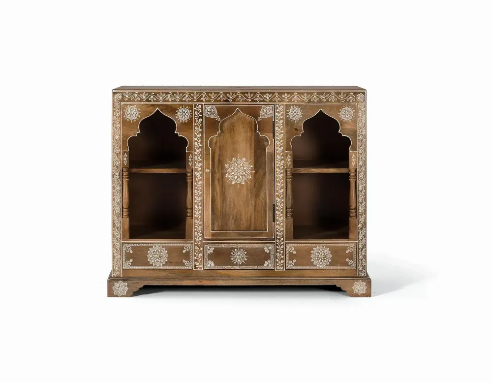 Console table - Mango wood console with natural and white color - GINER Y COLOMER