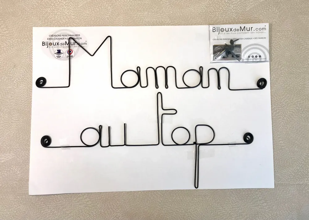 Other wall decoration - Wire Wall Decoration\" Mom on top\ "” - to pin - BIJOUX DE MUR