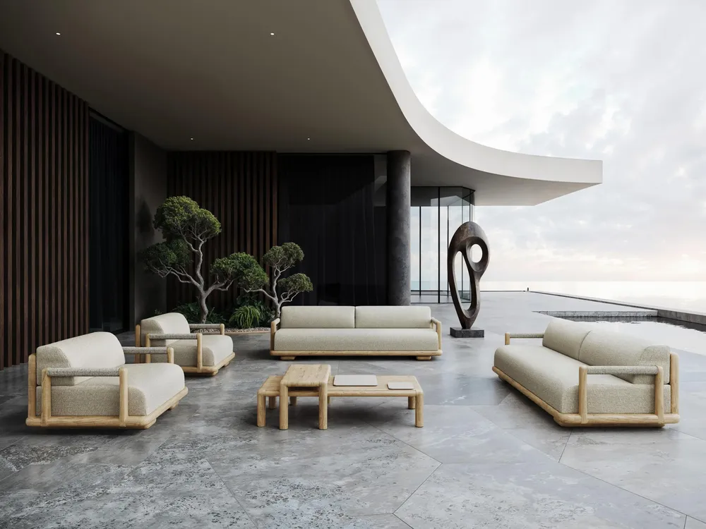 Lawn sofas   - Caleo-natural Lounge Set - SNOC