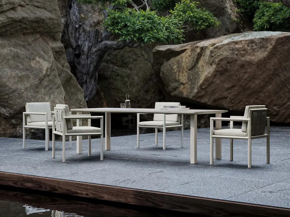 Chaises de jardin - Ensemble de salle à manger en Éclat-bisque - SNOC