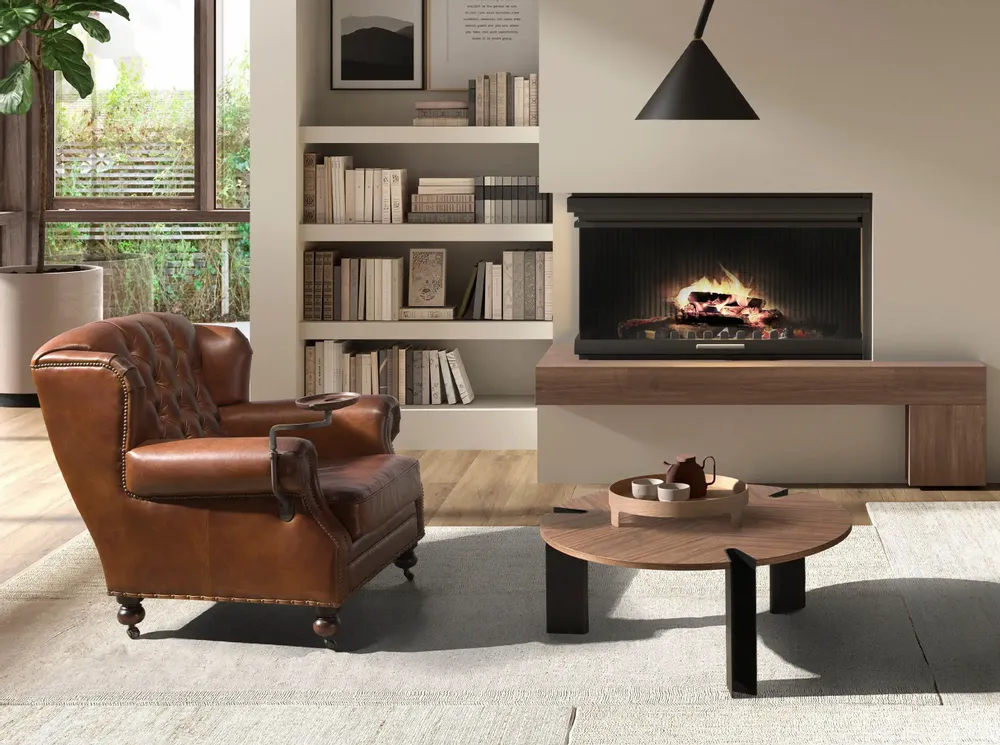 Tables basses - Table basse en noyer et acier noir - ANGEL CERDÁ