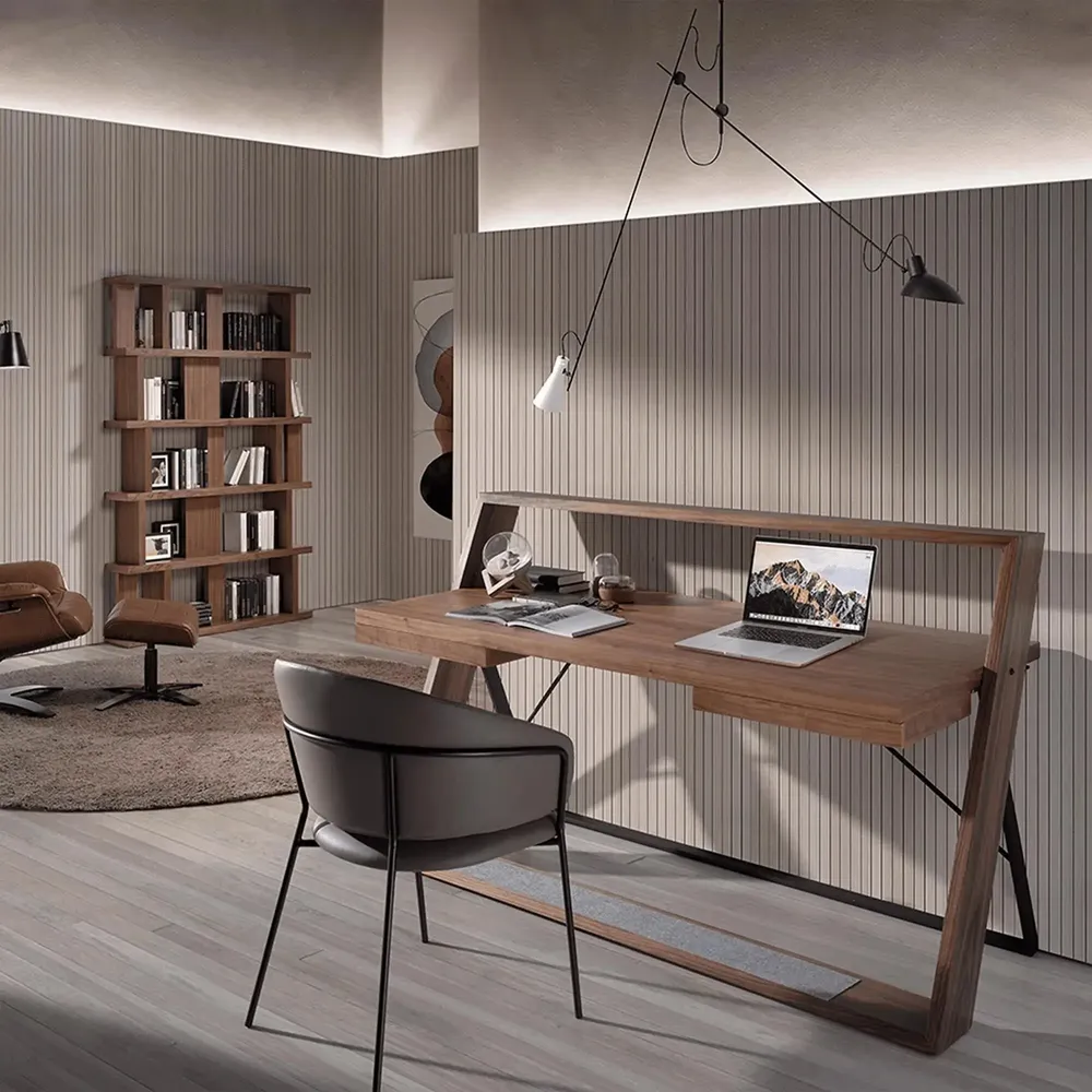 Mobilier et rangements pour bureau - Bureau en bois de noyer et acier noir - ANGEL CERDÁ