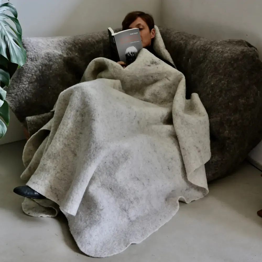 Throw blankets - Wool felt plaid - HELOISE LEVIEUX