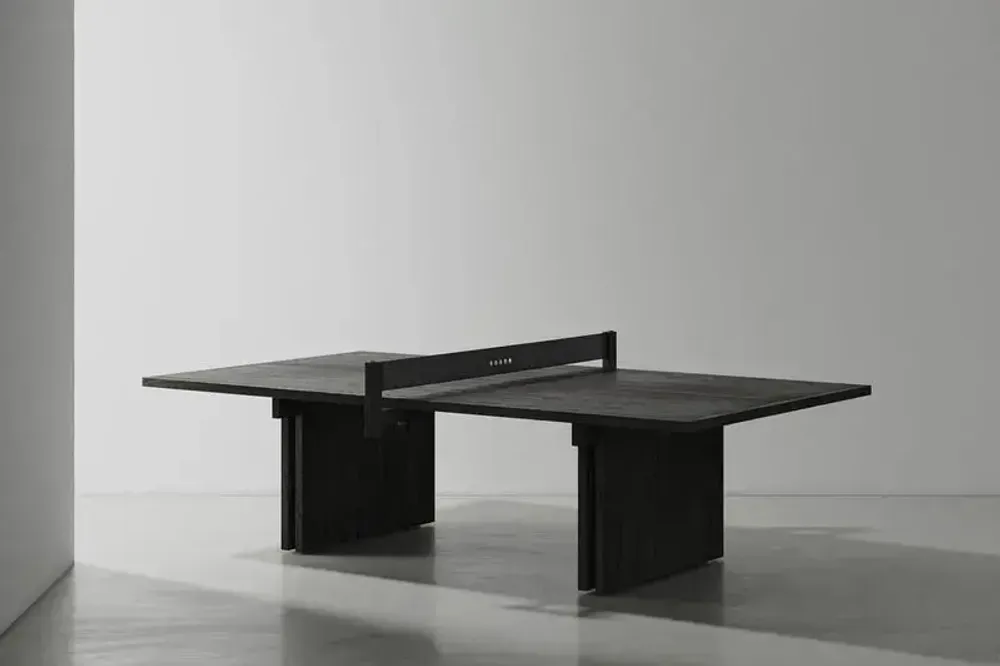 Tables de jeux - Ping Pong Table – Table de ping-pong en bois, cuir et fonte - LIVINGSTONE