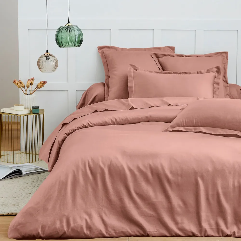 Bed linens - 100% Cotton Duvet Cover 260 x 240 cm Old Pink - COTON PUR