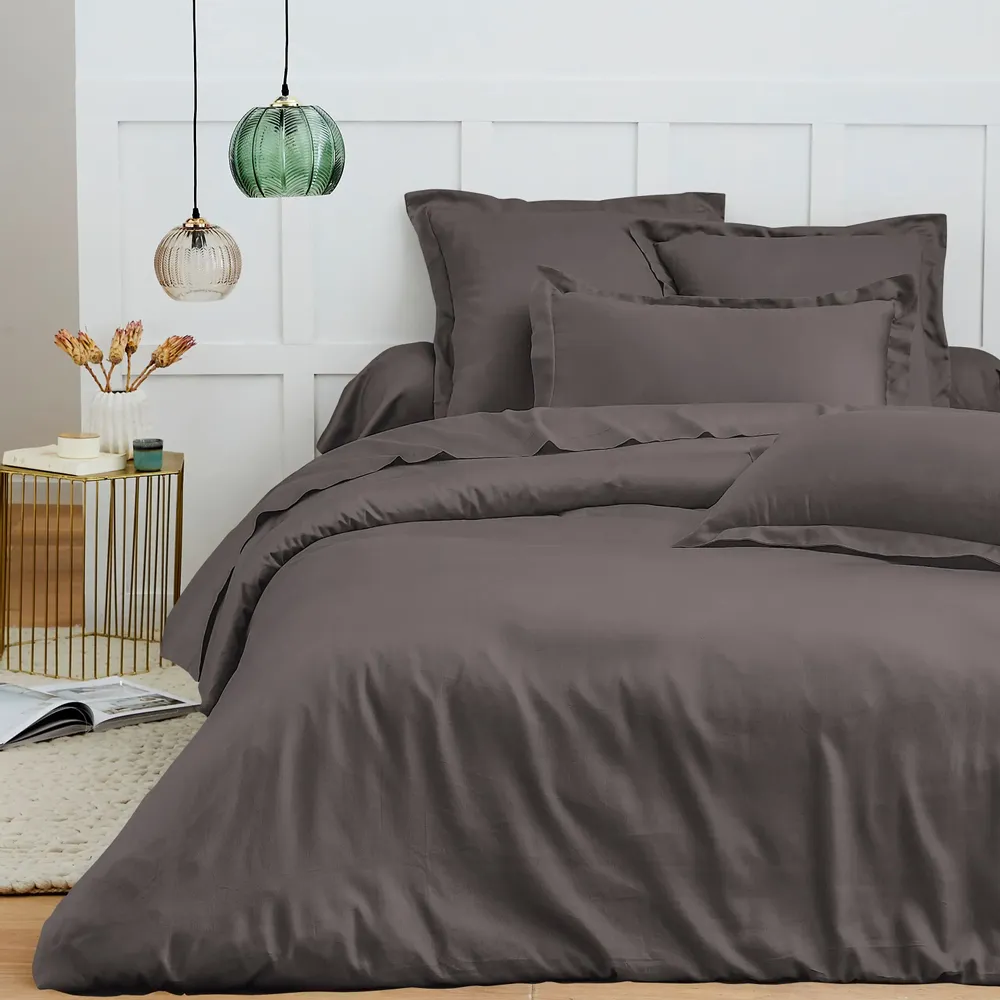 Bed linens - 100% Cotton Duvet Cover 260 x 240 cm Slate - COTON PUR