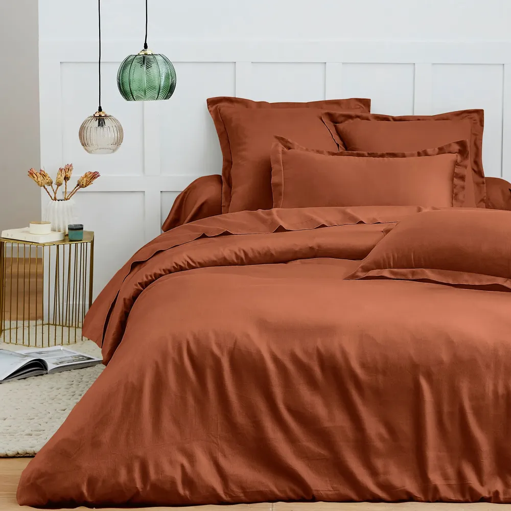 Bed linens - 100% Cotton Duvet Cover 260 x 240 cm Paprika - COTON PUR