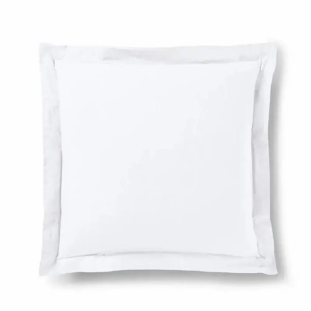 Bed linens - 100% Cotton Pillowcase Flat Quilted Ruffle 63 x 63 cm Snow - COTON PUR