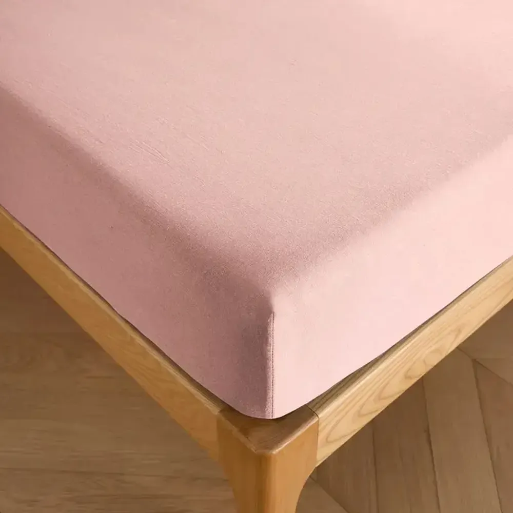 Bed linens - 100% Cotton Fitted Sheet 160 x 200 cm Dragée Pink - COTON PUR