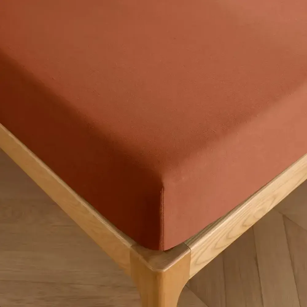 Bed linens - Fitted sheet 100% cotton 160 x 200 cm Paprika - COTON PUR
