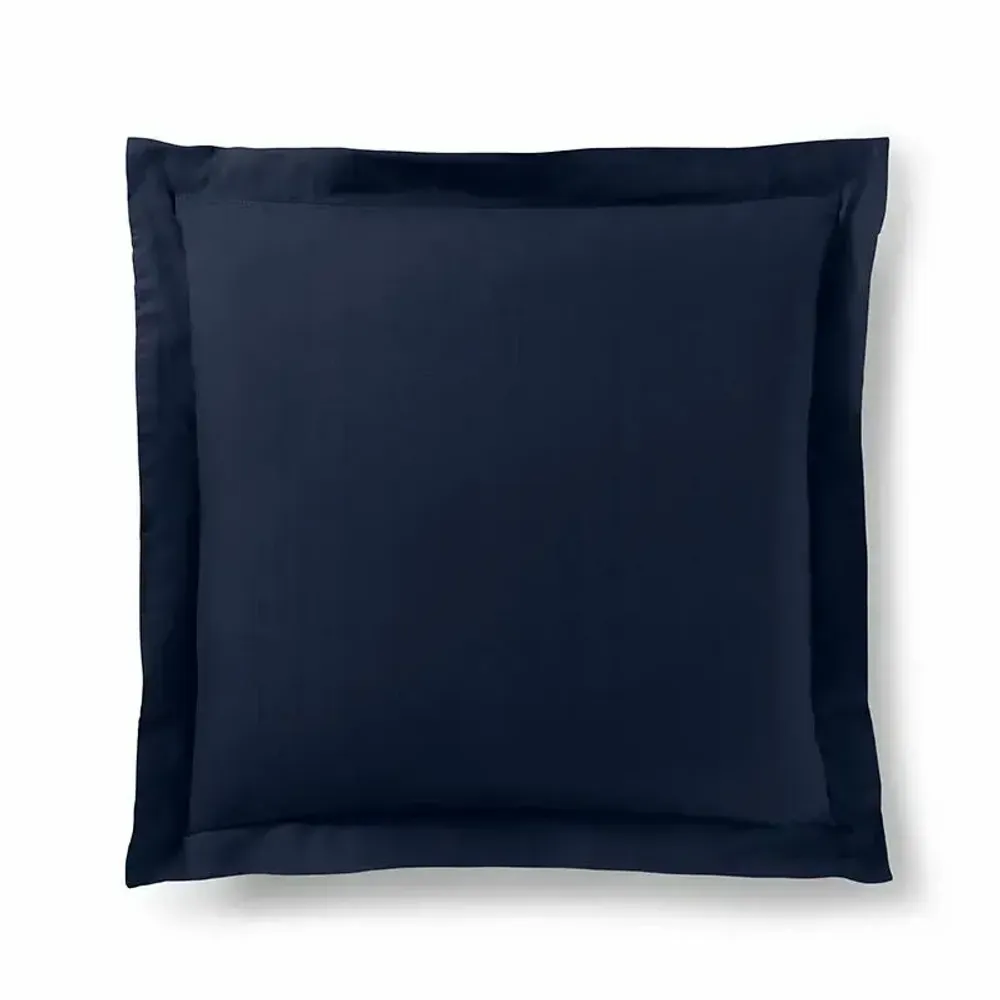 Bed linens - 100% Cotton Pillowcase Flat Ruffle Quilted 63 x 63 cm Midnight Blue - COTON PUR