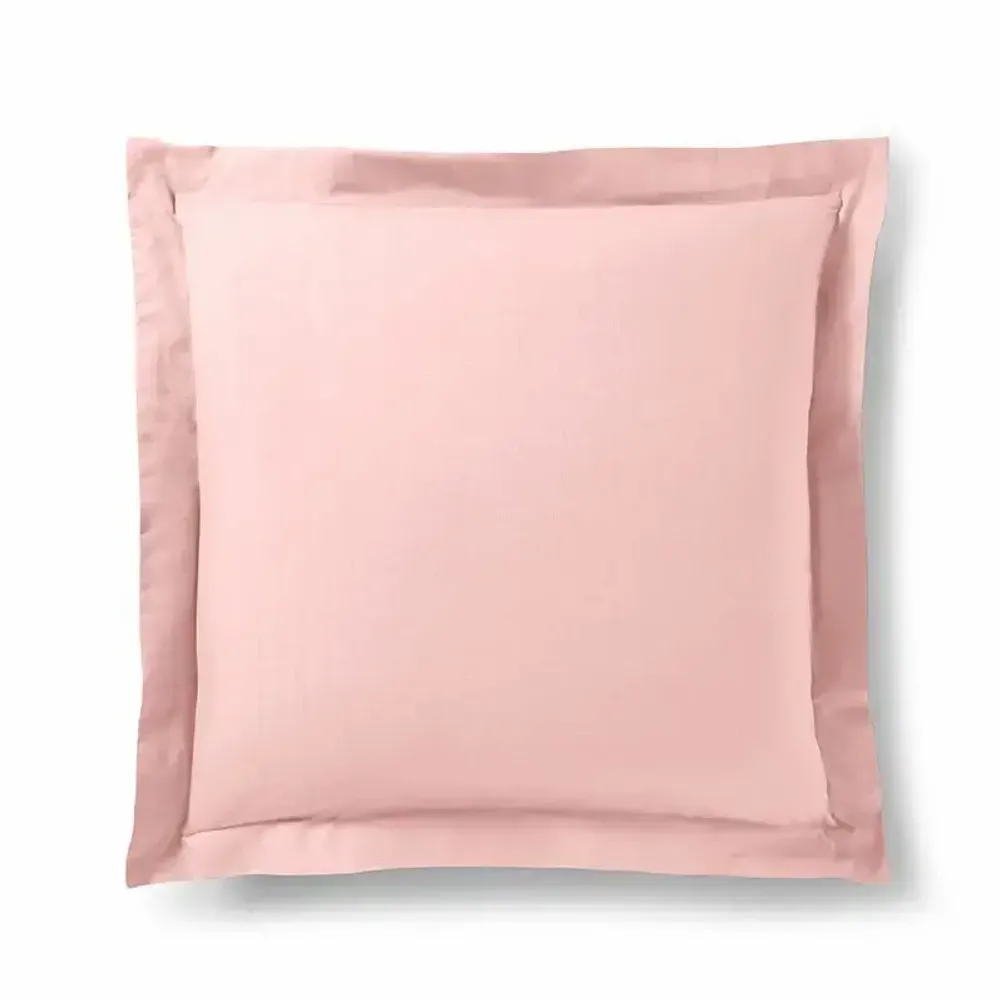 Linge de lit - Taie d'oreiller 100% Coton Volant plat piqué 63 x 63 cm Rose Dragée - COTON PUR