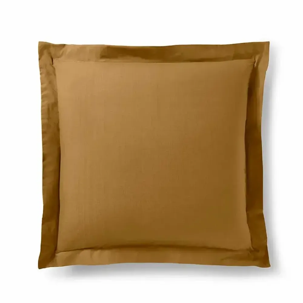 Bed linens - 100% Cotton Pillowcase Flat Ruffle Quilted 63 x 63 cm Caramel - COTON PUR