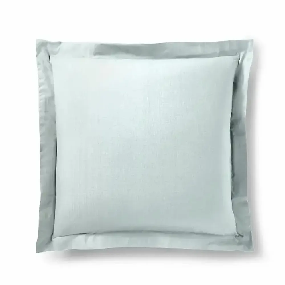 Bed linens - 100% Cotton Pillowcase Flat Ruffle Quilted 63 x 63 cm Mint - COTON PUR