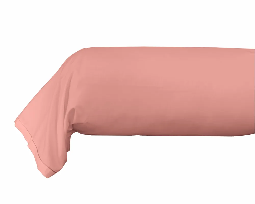 Linge de lit - Taie de traversin Percale 45 x 185 cm Pur Coton Peigné Longues Fibres 80 Fils/cm² Rose Poudré - COTON PUR