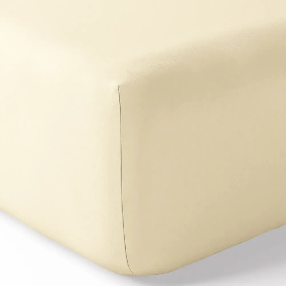 Bed linens - Percale Fitted Sheet 180 x 200 cm Pure Combed Long Staple Cotton 80 Thread Count/cm² Ivory - COTON PUR