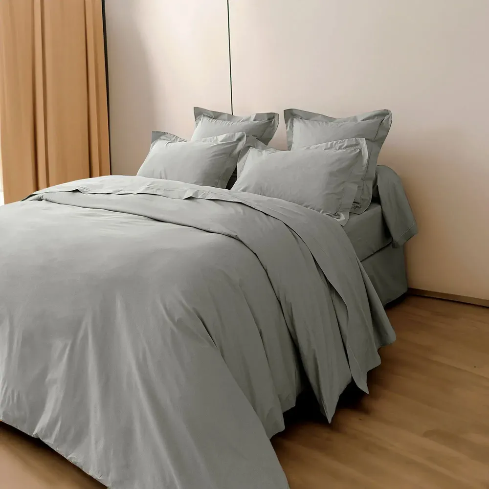 Bed linens - Percale Duvet Cover 240 x 220 cm Pure Combed Cotton Long Fibers 80 Thread Count/cm² Pearl - COTON PUR