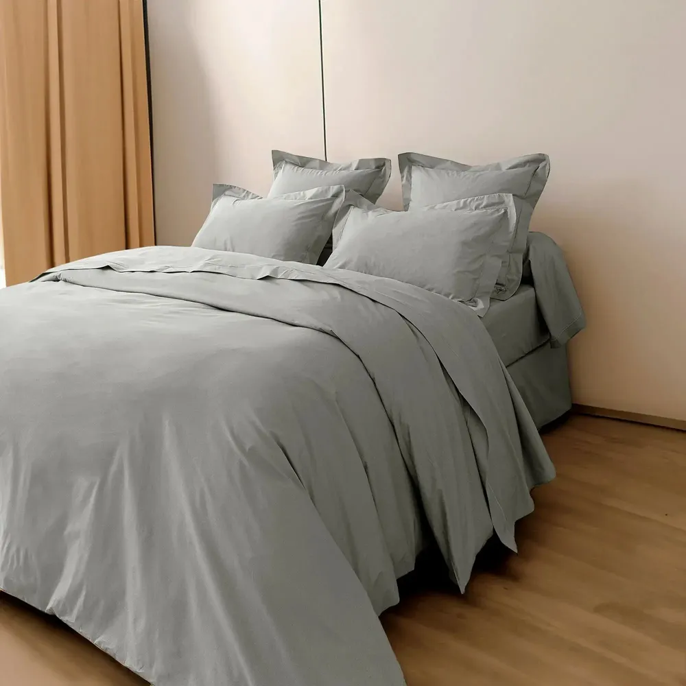 Bed linens - Percale Duvet Cover 260 x 240 cm Pure Combed Long Staple Cotton 80 Thread Count/cm² Pearl - COTON PUR