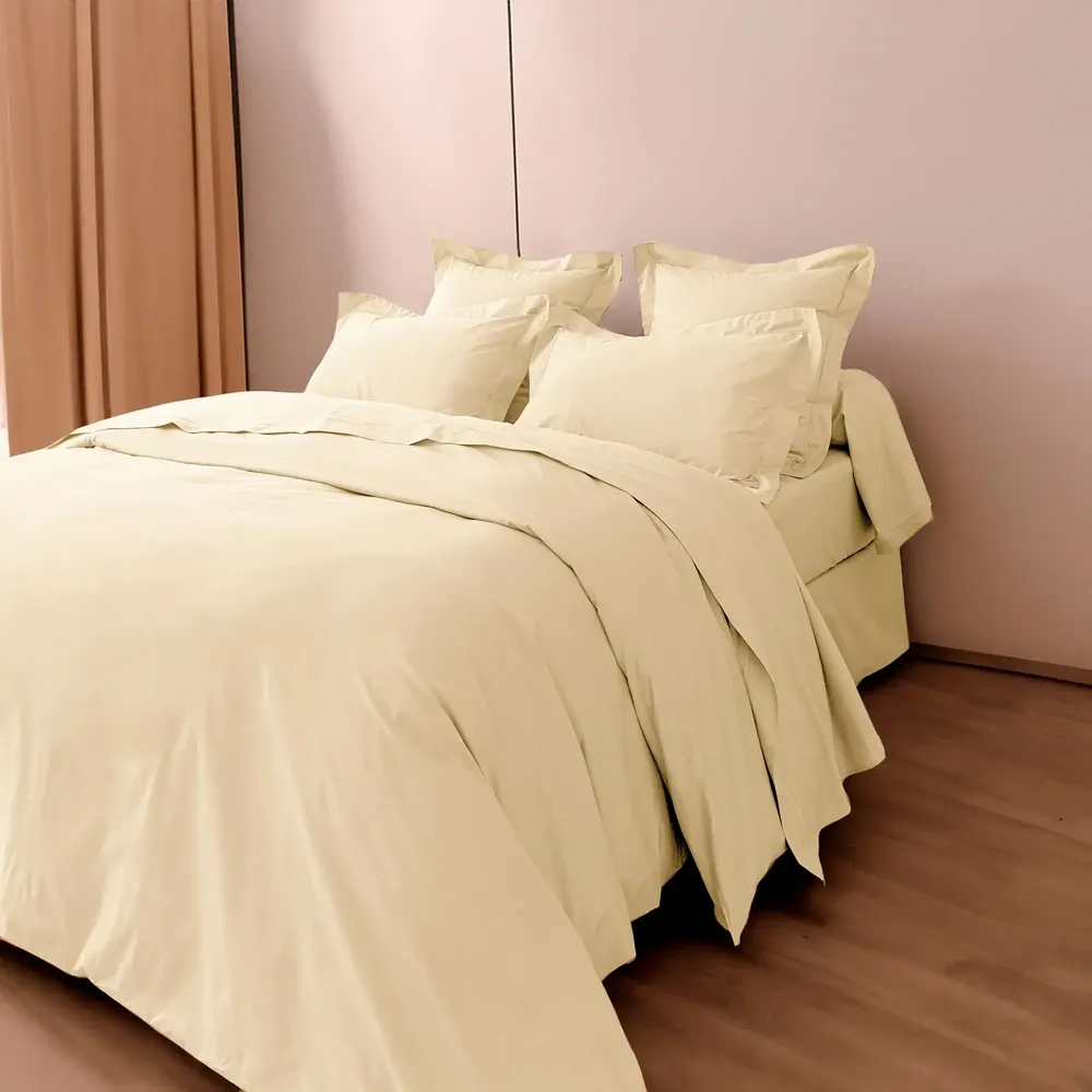 Linge de lit - Housse de couette Percale 260 x 240 cm Pur Coton Peigné Longues Fibres 80 Fils/cm² Ivoire - COTON PUR
