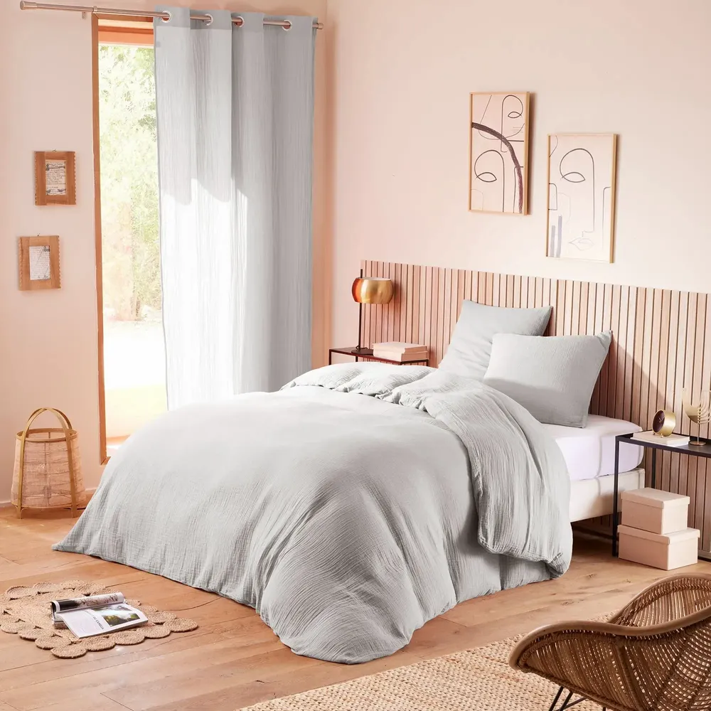 Bed linens - Complete 4 Piece Duvet Cover Pack Cotton Gauze 240 x 220 cm Dh 140 Pearl - COTON PUR