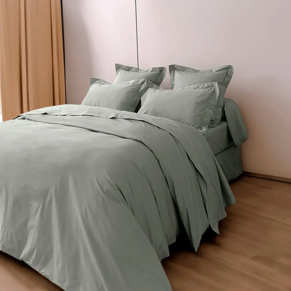 Bed linens - Percale Duvet Cover 260 x 240 cm Pure Combed Long Staple Cotton 80 Thread Count/cm² Slate - COTON PUR