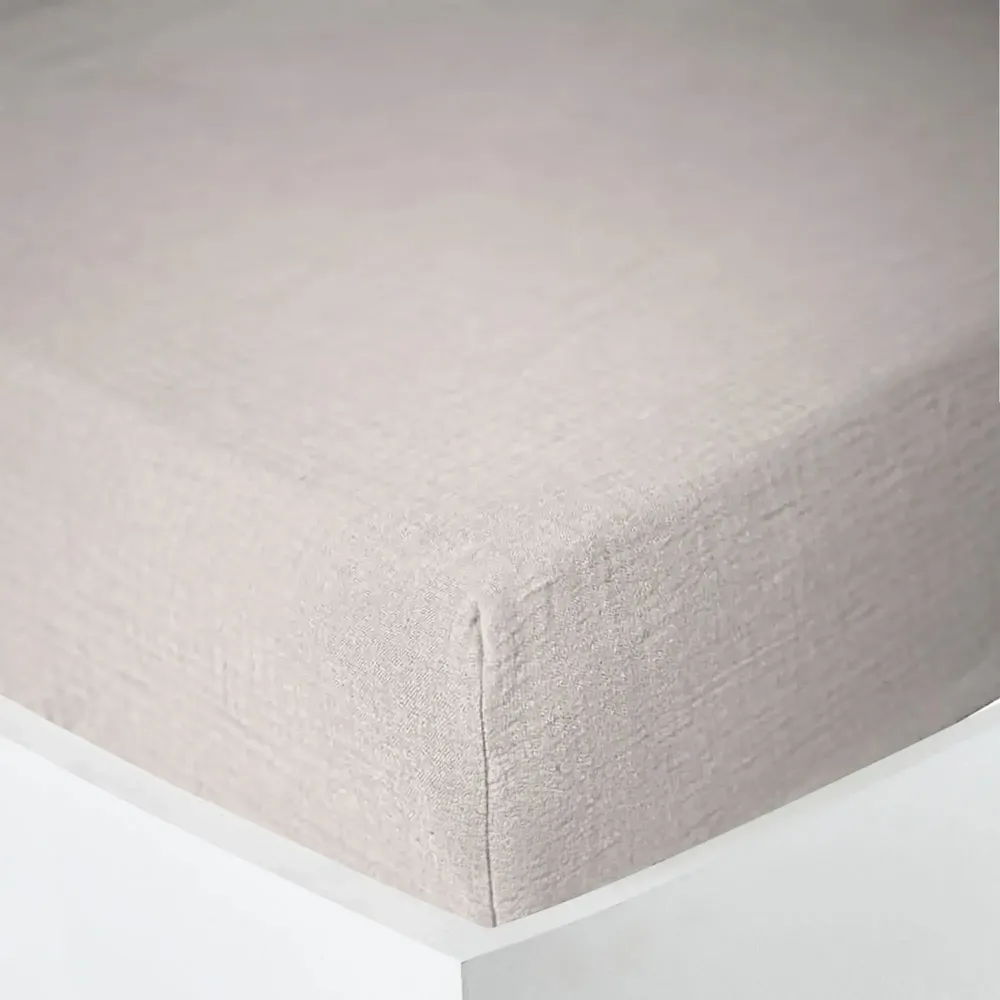 Bed linens - Cotton Gauze Fitted Sheet 90 x 190 cm Pearl - COTON PUR
