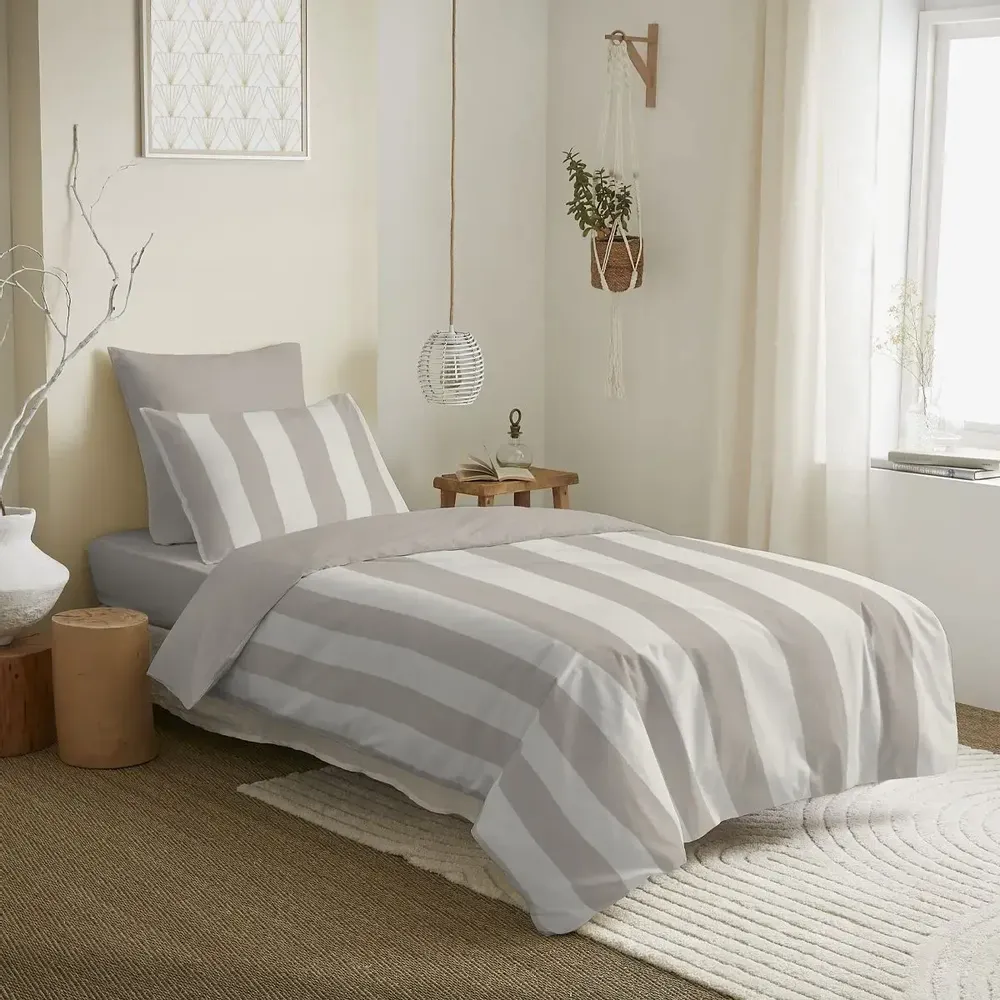 Bed linens - Complete Pack Printed Duvet Cover 140 x 200 cm - Fitted Sheet 90 x 190 cm - 100% Cotton 57 Threads - COTON PUR