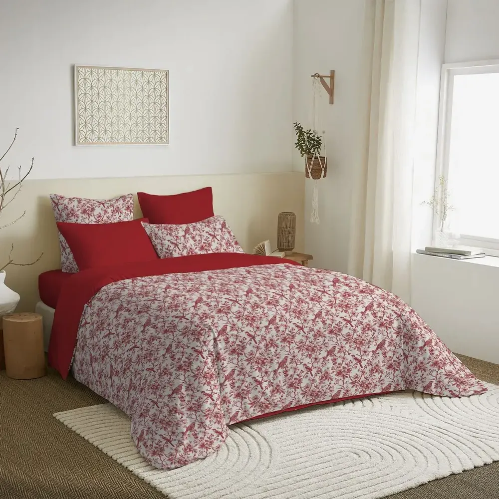 Linge de lit - Pack Complet Housse de couette Imprimé 240 x 260 cm - Drap housse 180 x 200 cm King Size - 100% Coton 57 Fils - COTON PUR