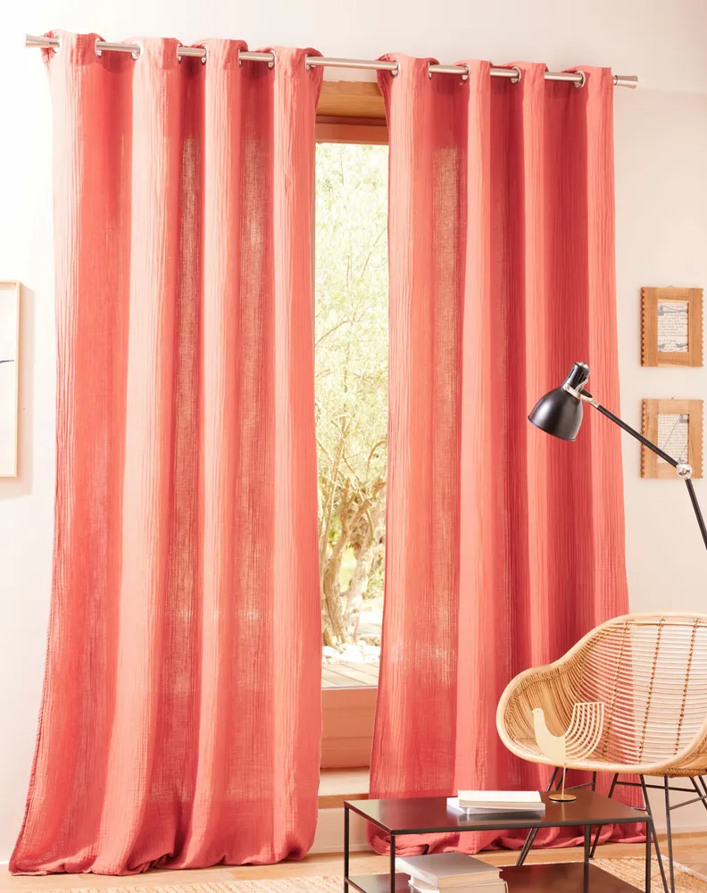 Curtains and window coverings - Pair of Curtains 140 x 260 cm Blush Cotton Gauze - COTON PUR