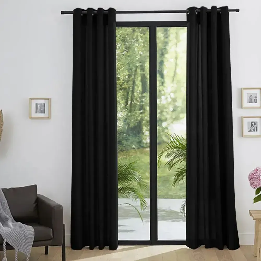 Rideaux et voilages - Paire de Rideaux À Œillets "Effet Lin" 140 x 260 cm Moonlight deco Truffe - COTON PUR