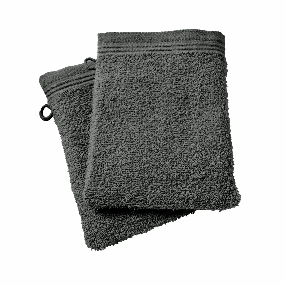 Other bath linens - Set of 2 "Spa" Wash Gloves 100% Cotton 15 x 21 cm Slate - COTON PUR