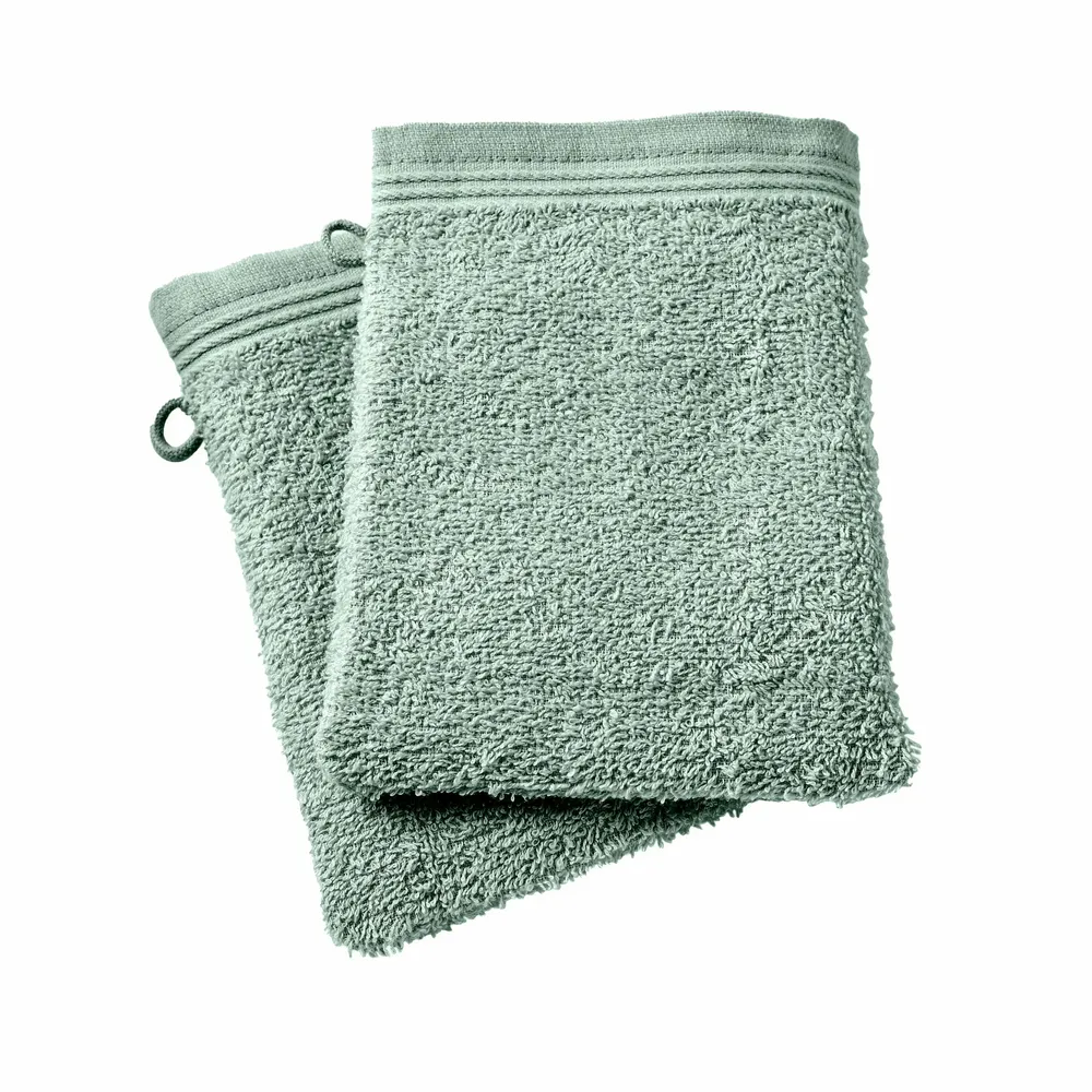 Other bath linens - Set of 2 "Spa" Wash Gloves 100% Cotton 15 x 21 cm Mint - COTON PUR