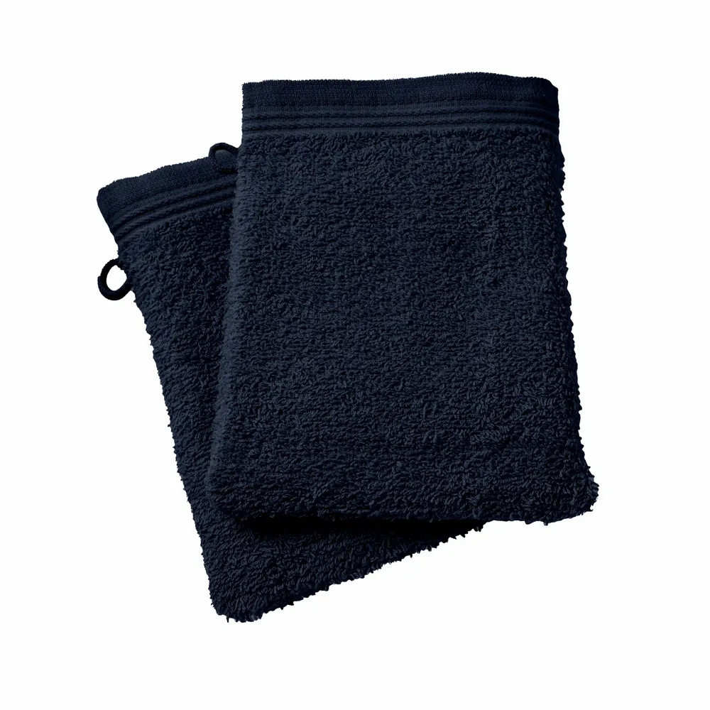 Other bath linens - Set of 2 "Spa" Wash Gloves 100% Cotton 15 x 21 cm Midnight Blue - COTON PUR