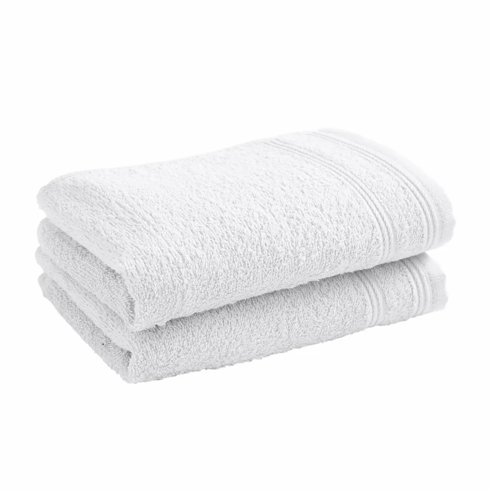 Bath towels - Set of 2 100% Cotton Terry Guest Towels "Spa" 30 x 50 cm Snow - COTON PUR