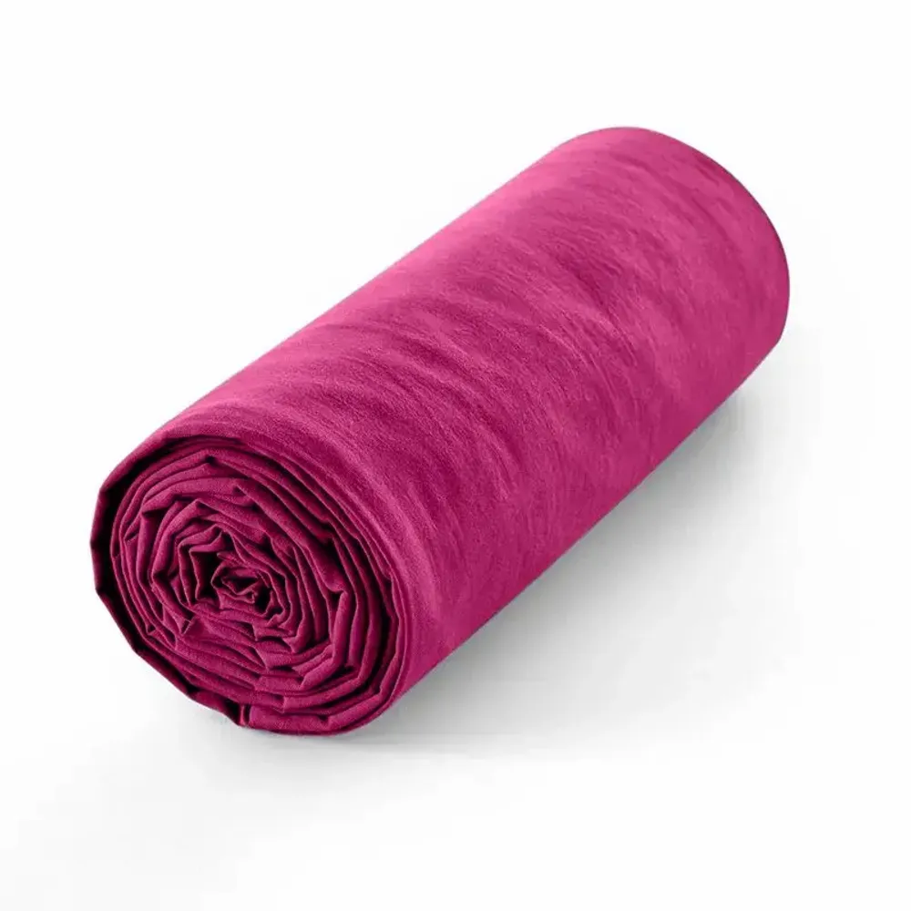 Bed linens - 100% Cotton Fitted Sheet 140 x 190 cm Magenta - COTON PUR