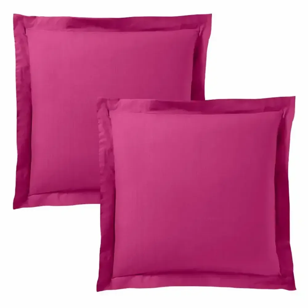 Linge de lit - Taie d'oreiller 100% Coton Volant plat piqué 63 x 63 cm Magenta - COTON PUR