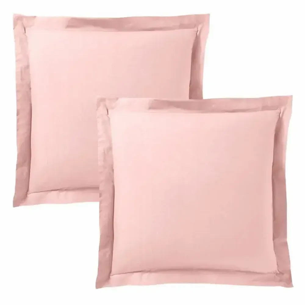 Linge de lit - Taie d'oreiller 100% Coton Volant plat piqué 63 x 63 cm Rose Dragée - COTON PUR